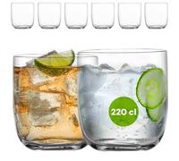 Avilia Juego de 6 vasos para whisky y agua RCR, de cristal sonoro, 270 cc, diseño minimalista transparente, 8 x 8 cm