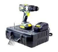 Avilia Juego de taladro atornillador de percusión 20 V con 13 accesorios - 2 velocidades, batería 2 Ah, visor LED - Ideal para bricolaje y trabajos profesionales