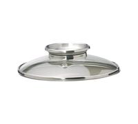 Avilia Tapa de cristal templado de 20 cm con borde de silicona antideslizante y orificio central para facilitar la dosificación de los ingredientes durante la cocción sin levantar la tapa