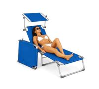 Avilia Tumbona de Playa Plegable con Parasol, Tumbona Ajustable, Estructura de Aluminio y textileno, 196 x 58 x 25 cm, Azul
