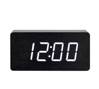 Avizar Reloj de madera con pantalla LED numérica clara,