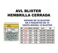 Avl blister hembrilla cerrada 20x70 zincada 1649 (caja 15 unidades)