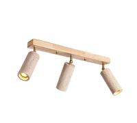 AWEITG Foco de techo de 3 luces ajustable en piedra Wabi Sabi - Lámpara empotrada de travertino amarillo for cocina, dormitorio, oficina y pasillo(Wood Color)