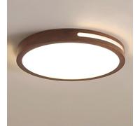 AWEITG Lámpara de techo empotrada moderna de madera de nogal iluminación interior ultrafina for sala de estar, dormitorio, cocina y hotel(Warm light,D: 30CM)