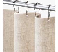 Awellife Cortina de ducha de lino de 48 pulgadas, cortinas de ducha bohemias beige para baño, forro de tela crema, puesto pequeño, 48 pulgadas de ancho x 72 pulgadas de largo