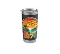 Awesome Since 1974 Vintage Beach Tropical 52nd Birthday Vaso térmico de acero inoxidable de doble pared