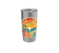 Awesome Since 1974 Vintage Beach Tropical 52nd Birthday Vaso térmico de acero inoxidable de doble pared