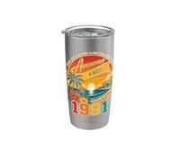 Awesome Since 1991 Vintage Beach Tropical 35th Birthday Vaso térmico de acero inoxidable de doble pared