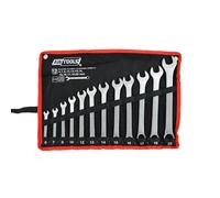 Awtools flat-open end wrench set 12 pcs 6-22 mm for mechanics and DIY, includes sizes 6, 7, 8, 10, 12, 13, 14, 15, 16, 17, 19, 22 mm, perfect for various tasks.