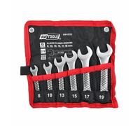 Awtools short open-end wrench set, 6 pieces, sizes 8mm to 19mm (8, 10, 13, 15, 17, 19mm), ideal for automotive repairs and general maintenance, includes essential fixed keys for versatile use.