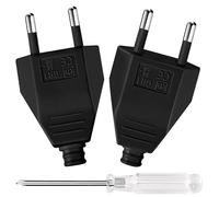AXFEE Clavija Enchufe Macho Plano, 2 Piezas 250V 2.5A Enchufe Europeo Plano Clavija Plana, Enchu-fe Pla-no Clavija Ench-ufe Macho Bipolar, con Destornillador, para Cable de Alimentación, Negro