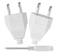 AXFEE Clavija Enchufe Macho Plano, 2 Piezas 250V 2.5A Enchufe Europeo Plano Clavija Plana, Enchu-fe Pla-no Clavija Ench-ufe Macho Bipolar, con Destornillador, para Cable de Alimentación, Blanco