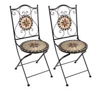 AXI Amelie 2 sillas de bistro, plegables, mosaico, earth Brown | asientos de estilo bistro, sillas de jardin para exteriores/balcon/terraza - 38,5 x 45 x 90 cm