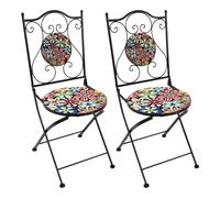 AXI Amelie 2 sillas de bistro, plegables, mosaico, Fiesta Flower | asientos de estilo bistro, sillas de jardin para exteriores/balcon/terraza - 38,5 x 45 x 90 cm
