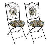 AXI Amelie 2 sillas de bistro, plegables, mosaico, Yellow Breeze | asientos de estilo bistro, sillas de jardin para exteriores/balcon/terraza - 38,5 x 45 x 90 cm