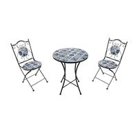 AXI Amelie Mesa y sillas Terraza, 2 Sillas 1 Mesa, Conjunto Mesa y Sillas Jardin Mosaico Delfts azul - Conjunto Mesa y Sillas Terraza, Mesa y Sillas exterior Mosaico para Jardin/Balcon/Terraza