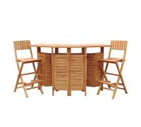 AXI Bruno Conjunto de bar de madera de teca con 2 taburetes | Para jardin, plegable con espacio de almacenamiento | Mesa de bar con sillas para exterior