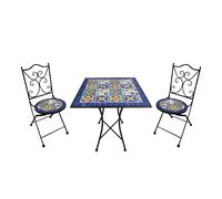 AXI Camilla, conjunto de bistro de mosaico de 3 piezas, azul mediterraneo | Con mesa y 2 sillas