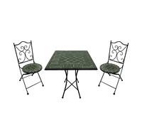 AXI Camilla Conjunto de bistro de mosaico de 3 piezas, verde oscuro | Con mesa y 2 sillas