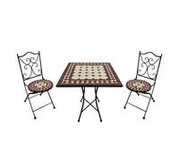 AXI Camilla, juego de bistro de mosaico de 3 piezas, rojo/blanco | Juego de bistro con mesa y 2 sillas | Juego de balcon de metal y diseno de mosaico