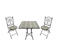 AXI Camilla Set de bistro de mosaico de 3 piezas Flores Rosa | Set de bistro con mesa y 2 sillas | Set de balcon de metal y diseno de mosaico