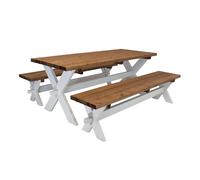 AXI Celine Mesa de picnic de madera en marron/blanco para un mAXImo de 6 personas | Juego de picnic de jardin para adultos con bancos sueltos | 177 x 75 cm