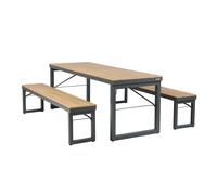 AXI Chianti Conjunto de muebles de jardin con mesa y 2 bancos en antracita/marron para 6-8 personas | Mesa y banco de jardin/Mesa de jardin de madera con banco de aluminio/madera contrachapada