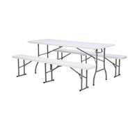 AXI Elba Conjunto de Mesa de Cerveceria Plegable con dos Bancos, plastico HDPe | Para el Jardin, el Balcon o el Camping - Desplegada: 180 x 74 x 75 cm