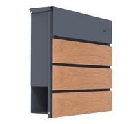 AXI Jake Buzon de metal antracita/aspecto madera | Para correo, periodicos y revistas con llave - Montaje en pared | 37 x 11 x 37 cm