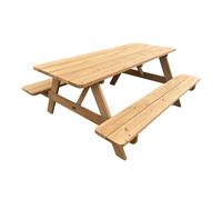 AXI Jean Mesa de picnic de madera, para 6 personas - Marron | Conjunto de jardin con bancos integrados para adultos, Thermowood con certificacion FSC al 100 % | 180 x 150 x 73,5 cm