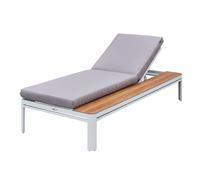 AXI Kira Tumbona con mesa de madera con mesa de madera / gris | Tumbona de aluminio con respaldo ajustable - 5 posiciones
