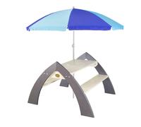 AXI Kylo XL Mesa de Picnic para ninos en Gris y Blanco | De Madera con Parasol |Infantil para Jardin / exterior