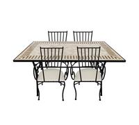 AXI Leonie Conjunto de bistro de mosaico de 5 piezas, estilo toscano | Juego de bistro con mesa y 4 sillas | Juego de balcon de metal y diseno de mosaico