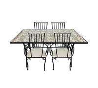 AXI Leonie Conjunto de bistro de mosaico de 5 piezas Rosa romantica | Set de bistro con mesa y 4 sillas | Set de balcon de metal y diseno de mosaico