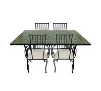 AXI Leonie Conjunto de bistro de mosaico de 5 piezas Verde oscuro | Juego de bistro con mesa y 4 sillas | Juego de balcon de metal y diseno de mosaico