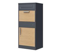 AXI Levi Buzon Para Paquetes Metalica aspecto antracita/madera | Buzon Paquetes de exterior con cerradura | 50,6 x 38,3 x 112 cm