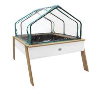 AXI Linda cama elevada con vellon de jardin e invernadero | cama elevada sobre pilotes para jardin / balcon / terraza en marron y blanco