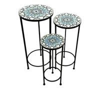 AXI Lola Mesa redonda para plantas con mosaico multicolor Juego de 3 piezas | Metal con teselas de mosaico de ceramica incrustadas | Mesa de jardin para jardin / balcon / terraza