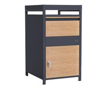 AXI Louis Buzon metalico para paquetes con macetero en color antracita/aspecto madera | Para varios paquetes, con cerradura | 68 x 80 x 124 cm