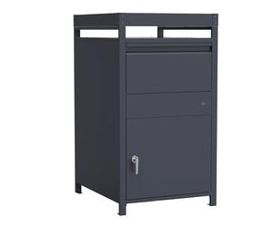 AXI Louis Buzon metalico para paquetes con macetero en color antracita | Para varios paquetes, con cerradura | 68 x 80 x 124 cm