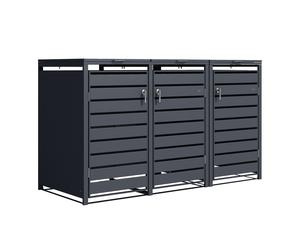 AXI Lucas Cobertizo de contenedor de basura convertible en antracita | Contenedor convertible para 3 contenedores | Contenedor convertible - 240 - 720 l