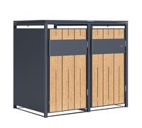 AXI Luke Cobertizo de contenedor de basura antracita/aspecto madera, metal - 2 contenedores | Contenedor convertible para 2 contenedores - Max. 240 l - 132 x 80 x 116 cm | Contenedor convertible