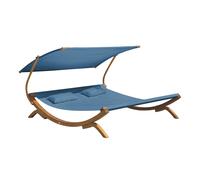 AXI Mallorca tumbona de jardin de madera para 2 personas | Cama de jardin XXL con toldo para uso exterior | Tumbona doble en azul