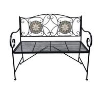 AXI Margot Banco de jardin con mosaico y diseno Star - estilo bistro | Banco de exterior de hierro con baldosas de mosaico ceramico | Con respaldo para 2 personas | 107 x 54 x 92 cm