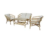 AXI Mary Conjunto de salon con banco, mesa y 2 sillas | Conjunto de salon de jardin de 4 piezas 100 % ratan natural | Muebles de jardin / Conjunto de muebles de salon para 3 personas