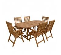 AXI Marzi/Nuria Conjunto de jardn, 7 piezas para 6 personas | Conjunto de comedor de teca con mesa de jardn ovalada extensible | Con 6 sillas de jardn con respaldo ajustable