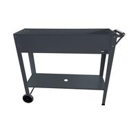 AXI Mesa de cultivo de metal antracita con ruedas y estante | Macetero elevado con patas para jardin / balcon / terraza | 100 x 30 x 80 cm