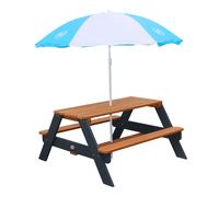 AXI Nick Mesa de Picnic con Sombrilla antracita y Marron, de Madera | Para ninos para el Jardin - 95 x 97 x 48 cm