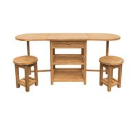 AXI Nomani Conjunto de bar con 2 taburetes de teca, bajos y plegables | Banco de jardin con cajon integrado | Conjunto de asientos de jardin