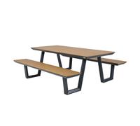 AXI Nori Mesa de picnic en teca y antracita para 6 personas | Banco de picnic para adultos en aluminio y polywood | 200 x 190 cm